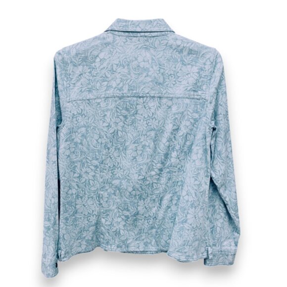 Christopher & Banks Printed Floral Denim Stretch Zip Jacket Medium - Picture 2 of 5